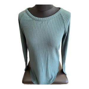 Chaser Thermal Top womens L Tunic Sea green henley waffle long sleeve
